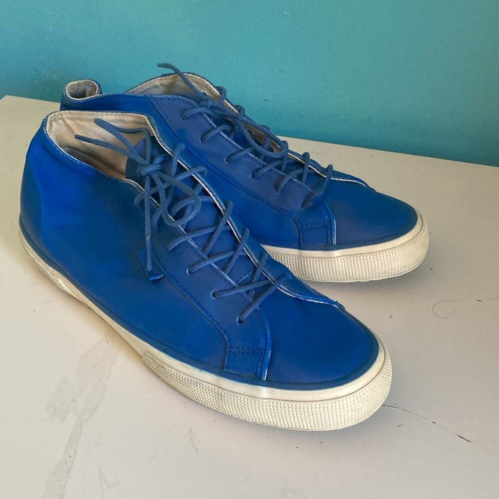 Superga Bright Blue Leather Low Top Sneakers Shoes Mens 9 Womens 10.5 Size 42